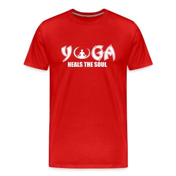 Yoga heilt die Seele - Männer Premium Bio T-Shirt - Rot - Vorne - Damien (186cm)
