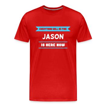 Jason Name Spruch für stolze Jasons - Männer Premium Bio T-Shirt - Rot - Vorne - Damien (186cm)