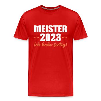 Meisterprüfung bestanden 2023 Meisterbrief Meister - Männer Premium Bio T-Shirt - Rot - Vorne - Damien (186cm)