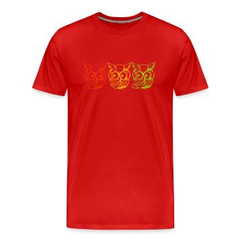 Owls yellow green red - Men's Premium Organic T-Shirt - red - Front - Damien (186cm)