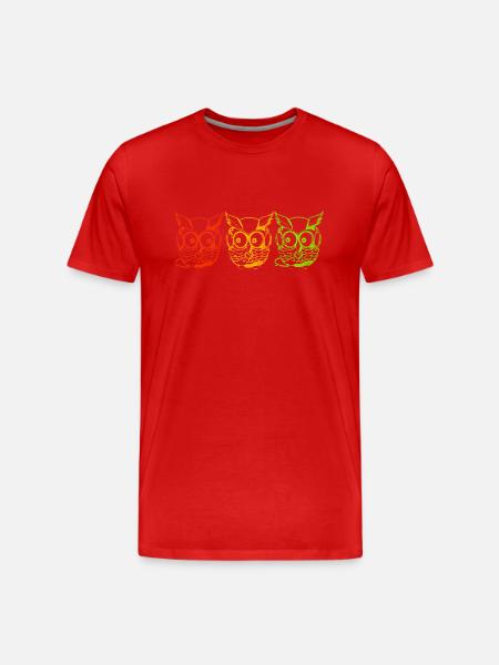 Owls yellow green red - Men's Premium Organic T-Shirt - red