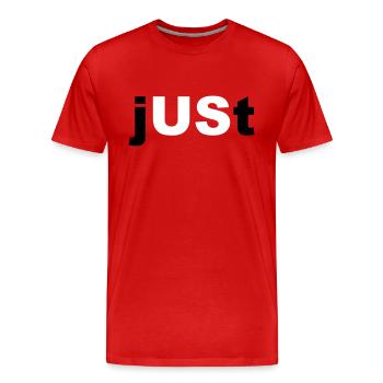 Cool "Just Us" design for him and her - Men's Premium Organic T-Shirt - red - Front - Damien (186cm)