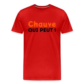 Chauve qui peut ! - T-shirt bio Premium Homme - rouge - Devant - Damien (186cm)