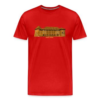 Hôtel de ville de Dinslaken Château du Rhin Rhénanie-du-Nord-Westphalie - T-shirt bio Premium Homme - rouge - Devant - Damien (186cm)