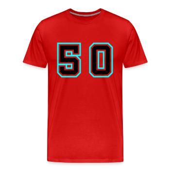 Symbole de 50 chiffres - T-shirt bio Premium Homme - rouge - Devant - Damien (186cm)