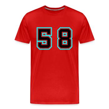 58 Symbole numérique - T-shirt bio Premium Homme - rouge - Devant - Damien (186cm)