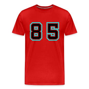 85 Symbole numérique - T-shirt bio Premium Homme - rouge - Devant - Damien (186cm)