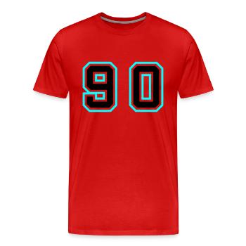 90 Symbole numérique - T-shirt bio Premium Homme - rouge - Devant - Damien (186cm)