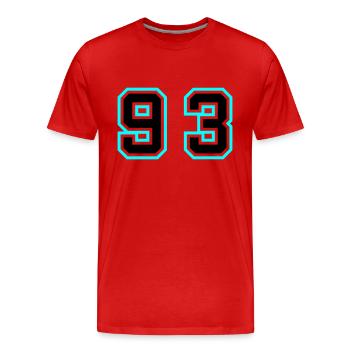 93 Symbole numérique - T-shirt bio Premium Homme - rouge - Devant - Damien (186cm)