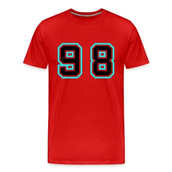 98 Symbole numérique - T-shirt bio Premium Homme - rouge - Devant - Damien (186cm)