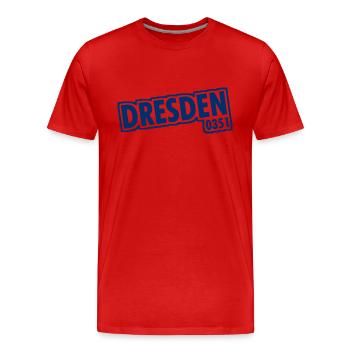 Dresde - 0351 - Indicatif régional - Saxe - T-shirt bio Premium Homme - rouge - Devant - Damien (186cm)