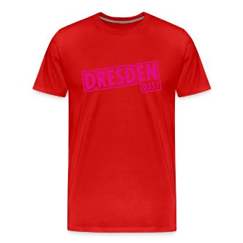 Dresde - 0351 - Indicatif régional - Saxe - T-shirt bio Premium Homme - rouge - Devant - Damien (186cm)