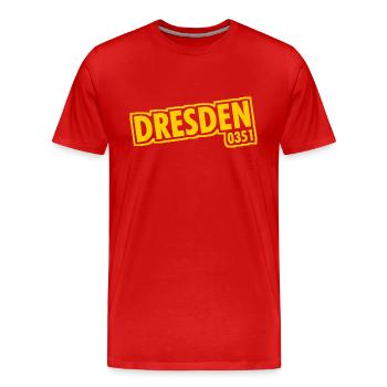 Dresde - 0351 - Indicatif régional - Saxe - T-shirt bio Premium Homme - rouge - Devant - Damien (186cm)