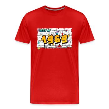 Retro vibes 1969 Graffiti – 56 ans d’audace - T-shirt bio Premium Homme - rouge - Devant - Damien (186cm)