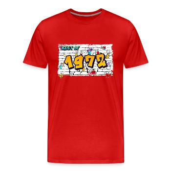Graffiti rétro 1972 – 53 ans d’audace - T-shirt bio Premium Homme - rouge - Devant - Damien (186cm)