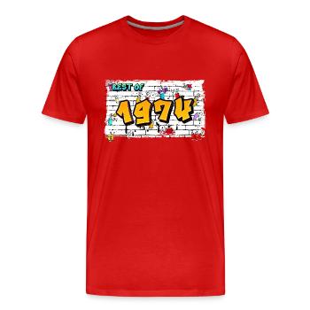 Street Legend 1974 Graffiti – 51 ans d’audace - T-shirt bio Premium Homme - rouge - Devant - Damien (186cm)