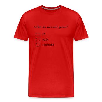 willst du mit mir gehen? - Männer Premium Bio T-Shirt - Rot - Vorne - Damien (186cm)