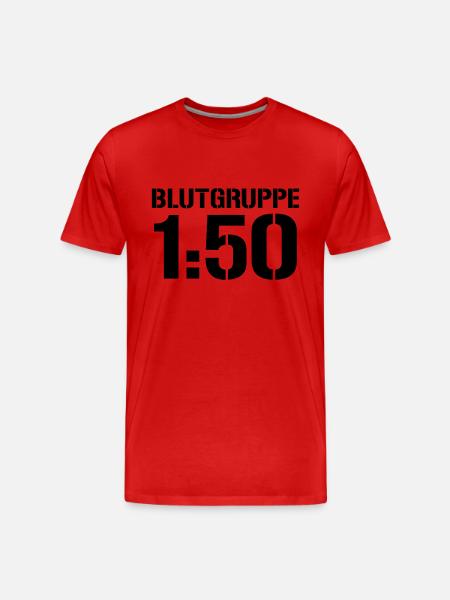 Blutgruppe 1zu50 - Männer Premium Bio T-Shirt - Rot