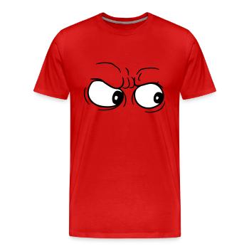 ansehen starren 2 augen ausrasten stinksauer kopf - Männer Premium Bio T-Shirt - Rot - Vorne - Damien (186cm)