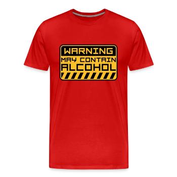 Warning May Contain Alcohol - Men's Premium Organic T-Shirt - red - Front - Damien (186cm)