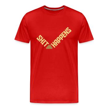 La merde arrive la citation d’humour - T-shirt bio Premium Homme - rouge - Devant - Damien (186cm)