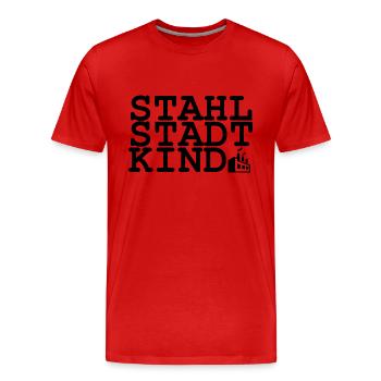 Stahlstadt Kind - Linz - Männer Premium Bio T-Shirt - Rot - Vorne - Damien (186cm)