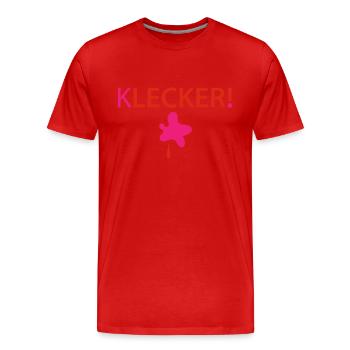Lecker Klecker - Männer Premium Bio T-Shirt - Rot - Vorne - Damien (186cm)