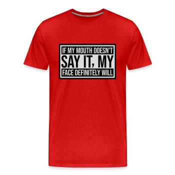 Mon visage le fera certainement - T-shirt bio Premium Homme - rouge - Devant - Damien (186cm)