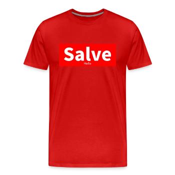 Latein - Männer Premium Bio T-Shirt - Rot - Vorne - Damien (186cm)
