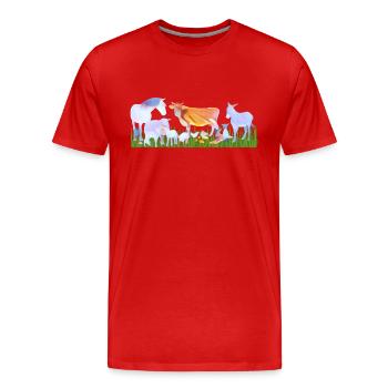 Animaux de ferme / animaux dans le cœur - T-shirt bio Premium Homme - rouge - Devant - Damien (186cm)