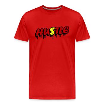 Hustle Quote - Männer Premium Bio T-Shirt - Rot - Vorne - Damien (186cm)