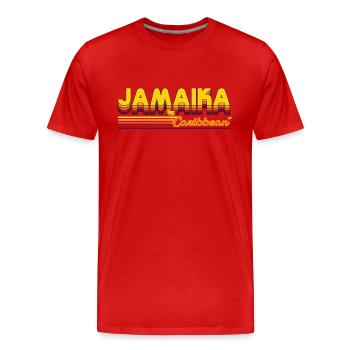 Jamaika - Palmen Design - Karibischer Lebensstil - Männer Premium Bio T-Shirt - Rot - Vorne - Damien (186cm)