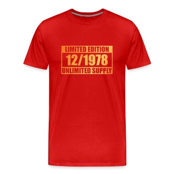 45e anniversaire édition limitée - ꝏ approvisionnement 12/1978 - T-shirt bio Premium Homme - rouge - Devant - Damien (186cm)