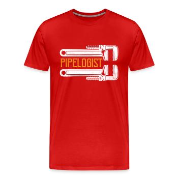 Pipelogist Pipefitter Wrench Plumber - Men's Premium Organic T-Shirt - red - Front - Damien (186cm)
