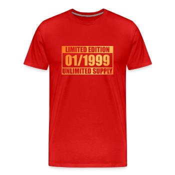 25th Birthday Limited Edition - ꝏ Supply 01/1999 - Men's Premium Organic T-Shirt - red - Front - Damien (186cm)