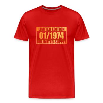 50th Birthday Limited Edition - ꝏ Supply 01/1974 - Men's Premium Organic T-Shirt - red - Front - Damien (186cm)