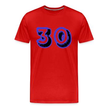 30. 30 JAHRE. 30-JÄHRIGES JUBILÄUM. 30-JÄHRIGES JUBILÄUM. - Männer Premium Bio T-Shirt - Rot - Vorne - Damien (186cm)