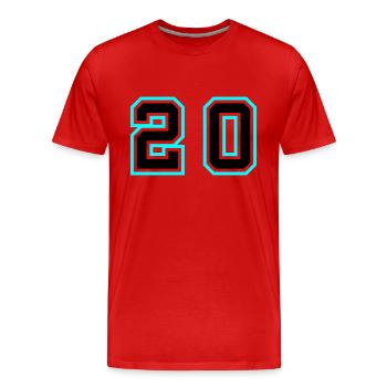 Symbole de 20 chiffres - T-shirt bio Premium Homme - rouge - Devant - Damien (186cm)