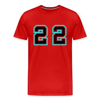 22 Symbole numérique - T-shirt bio Premium Homme - rouge - Devant - Damien (186cm)