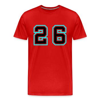 26 Symbole numérique - T-shirt bio Premium Homme - rouge - Devant - Damien (186cm)