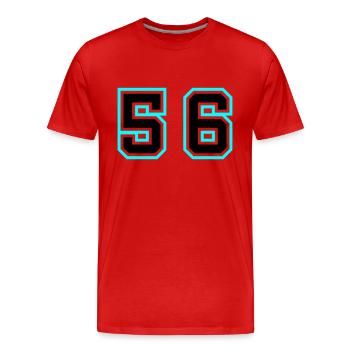 56 Symbole numérique - T-shirt bio Premium Homme - rouge - Devant - Damien (186cm)