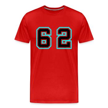 62 Symbole numérique - T-shirt bio Premium Homme - rouge - Devant - Damien (186cm)