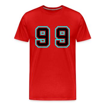 99 Symbole numérique - T-shirt bio Premium Homme - rouge - Devant - Damien (186cm)