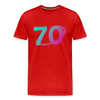 Nummer 70 mehrfarbig - Männer Premium Bio T-Shirt - Rot - Vorne - Damien (186cm)