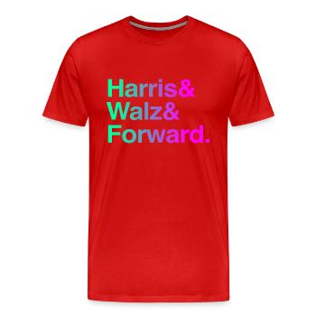 Kamala Harris & Tim Walz 2024 Chemise de soutien - T-shirt bio Premium Homme - rouge - Devant - Damien (186cm)