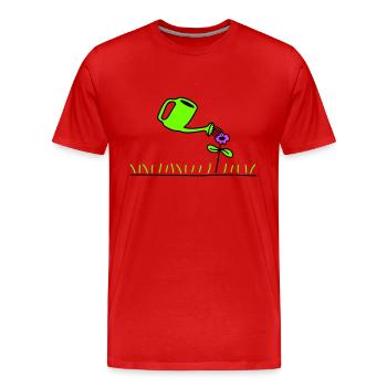 Hübsche Blume Gießen Wasser Gießkanne Rasen Wiese - Männer Premium Bio T-Shirt - Rot - Vorne - Damien (186cm)