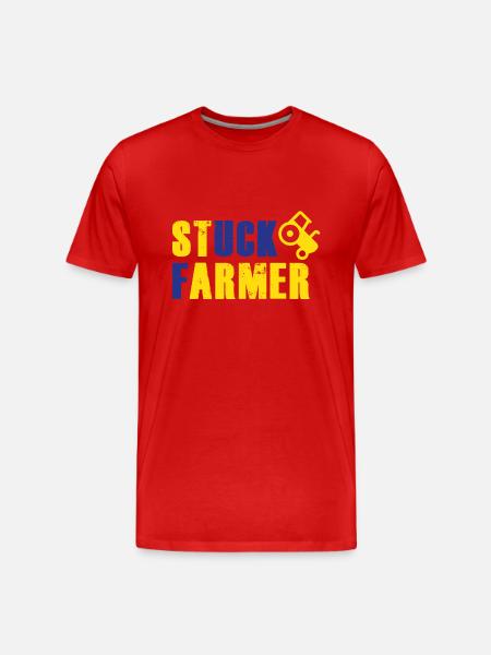 STUCK FARMER YELLOW BLUE - Men's Premium Organic T-Shirt - red