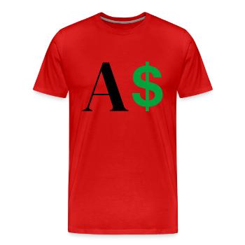 Dollar-Buchstabe - Männer Premium Bio T-Shirt - Rot - Vorne - Damien (186cm)