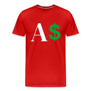 Dollar-Buchstabe - Männer Premium Bio T-Shirt - Rot - Vorne - Damien (186cm)
