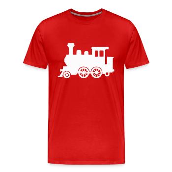 locomotive - Men's Premium Organic T-Shirt - red - Front - Damien (186cm)